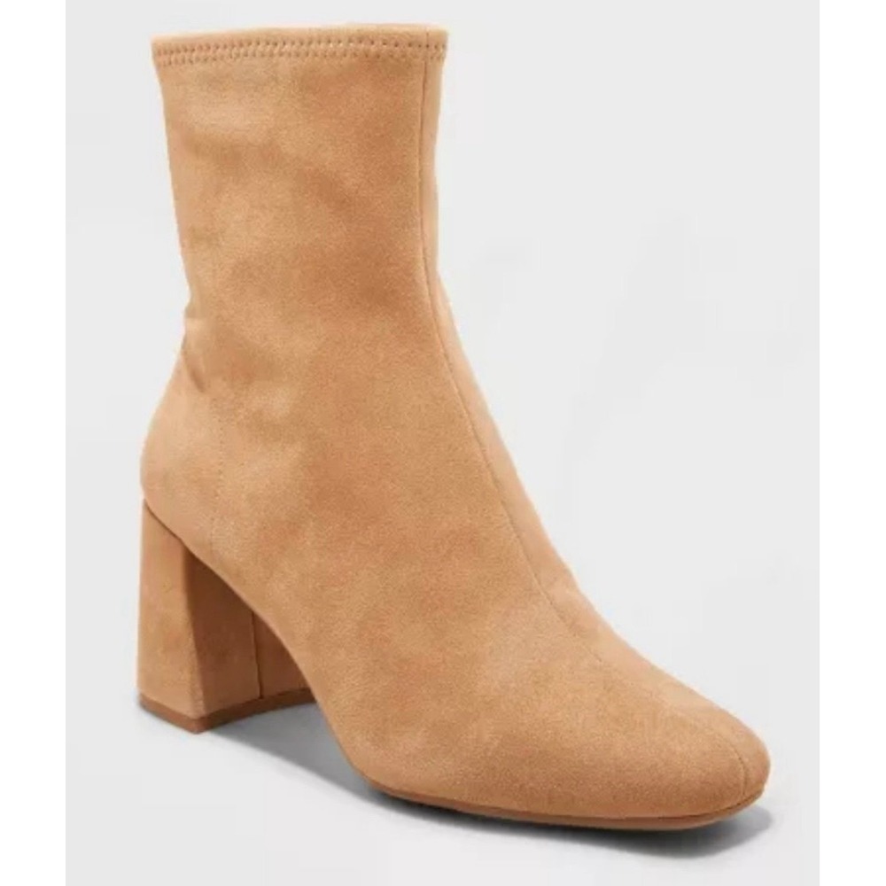 NEW A New Day Women's Chestnut Suede Pippa Stretch Heeled Ankle Boots, Size 10‎